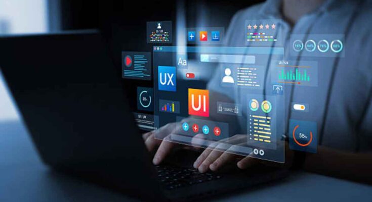 holographic-ui-ux-display-icons-of-ux-ui-designer-creative-planning-data-visualization-web