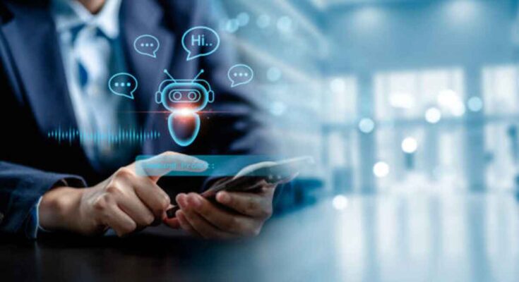 A person chatting with an AI on his phone