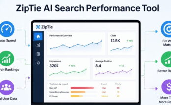 ZipTie AI Search Performance Tool dashboard showing page speed, search rankings, and real user data analysis