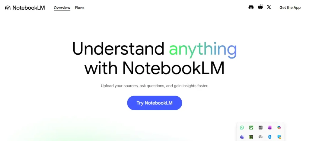 Notebook LM Front page image